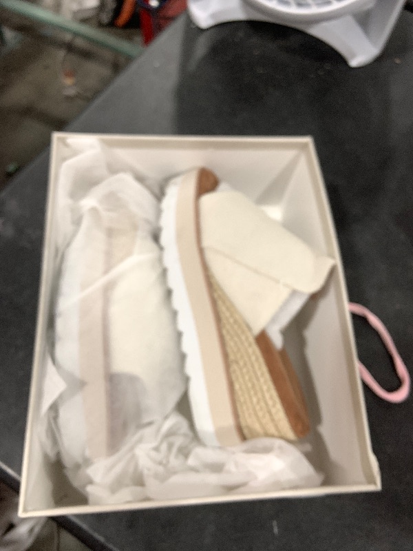 Photo 1 of GOUPSKY Platform Sandals Raffia Wedge Mules for Women Round Open Toe Slip On Sandals Espadrilles Womens Slides Shoes for Vacation Summer Beach / 6.5