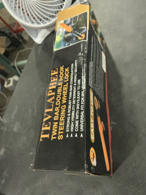 Photo 1 of Tevlaphee Steering Wheel Lock - Heavy Duty Antitheft Device and Car Security Lock with Adjustable Locking and 3 Keys - Great Vehicle and Truck Deterrent (Yellow)
