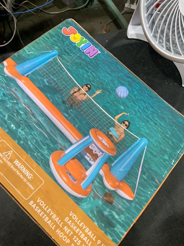 Photo 1 of JOYIN XL Inflatable Pool Float Set, 125'' Volleyball Net & Basketball Hoops, Extra Large Floating Swimming Game Toy for Kids and Adults, Summer Floaties, Volleyball Court|Basketball, XL-Orange