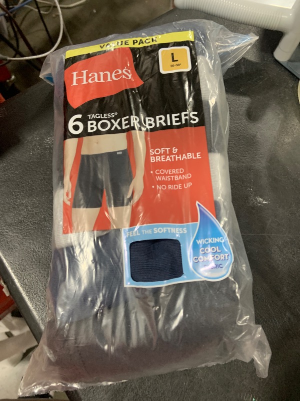 Photo 1 of Hanes mens Tagless Comfortsoft Waistband - Multiple Packs Available Boxer Briefs, 6 Pack Assorted, Large US