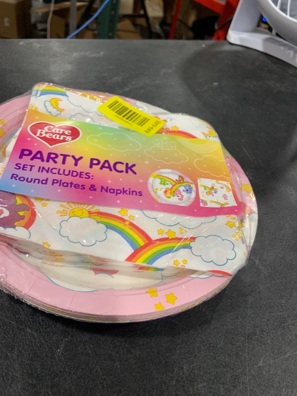 Photo 1 of Silver Buffalo Care Bears Featuring Grumpy, Good Luck, Tenderheart, Love-A-Lot, Friend, Cheer, and Birthday 32 Pack Partyware Disposable Paper Plates and Napkins