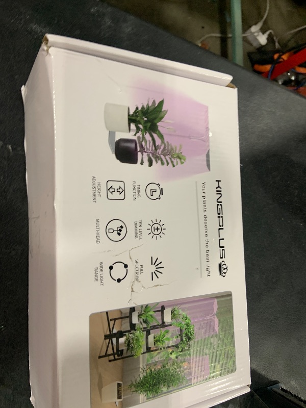 Photo 1 of KINGPLUS Grow Lights with Base, Three Heads, Full Spectrum LED Grow Light for Indoor Plants, 360 Leds, 4 Dimmable Levels, Timer 4/8/12h, 12-60inches Height Adjustable, 48w, Ideal for Desk Small Plants