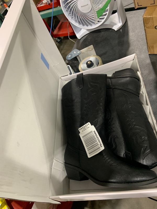 Photo 1 of DREAM PAIRS Women's Cowboy Boots Pull On Cowgirl Boots Mid Calf Western Boots, Available in Regular and Wide Calf,Size 8,Black,SDMB2218W