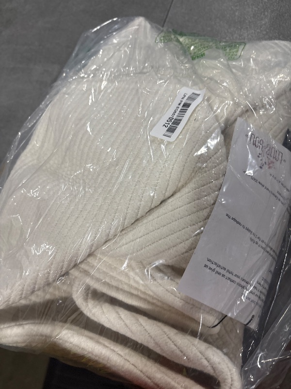 Photo 1 of XUANGUO Large Cotton Rope Basket Blankets Basket Living Room 22"x14" Toy Basket for Kids and Dogs Rope Storage Basket for Nursery Woven Laundry Basket for Clothes Towels Baby Toy Storage round white
