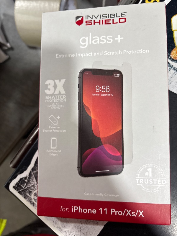 Photo 1 of ZAGG InvisibleShield Glass+ Screen Protector – High-Definition Tempered Glass Made For Apple Iphone 11 Pro – Impact & Scratch Protection