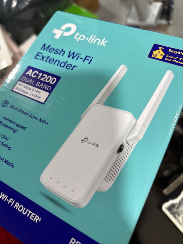 Photo 1 of TP-Link AC1200 WiFi Extender, 2025 Wirecutter Best WiFi Extender, 1.2Gbps Home Signal Booster, Dual Band 5GHz/2.4GHz, Up to 1600 Sq.ft and 32 Devices, EasyMesh Compatible, One Ethernet Port (RE315)
