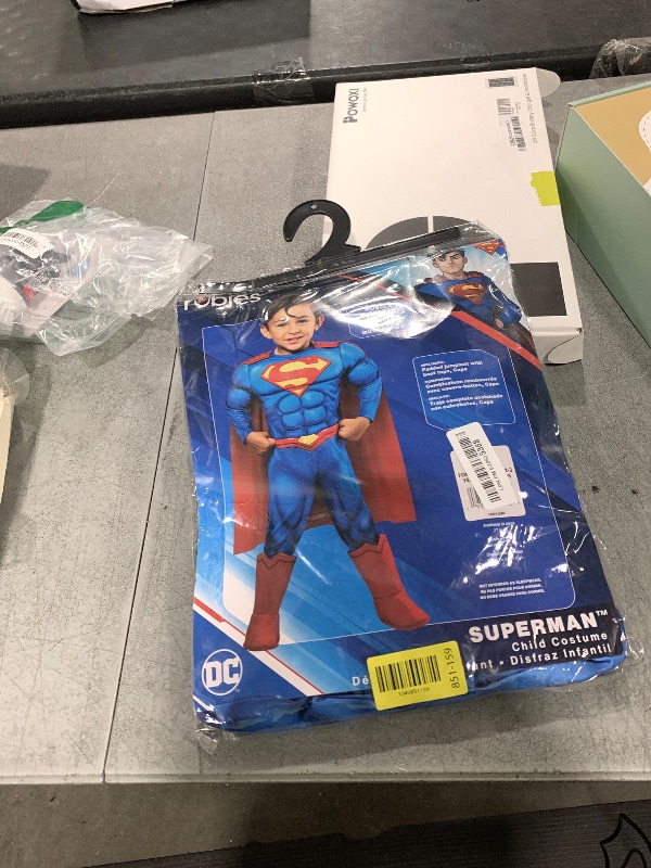 Photo 1 of Rubies Superman Deluxe Padded Costume Jumpsuit and Cape for Toddlers Boys for Themed Parties and Halloween, 2T