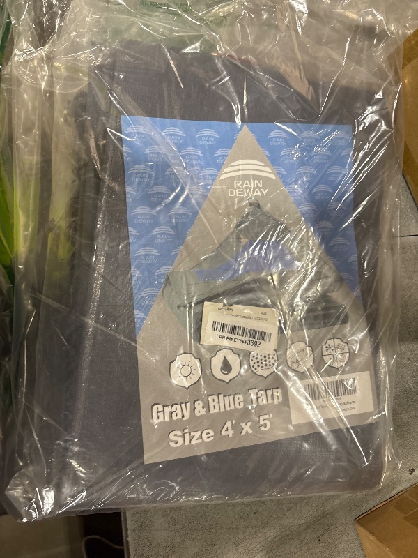 Photo 1 of RAINDEWAY Tarps Heavy Duty Waterproof 4x5 Feet -14 Mils Super Heavy Duty Tarp with Metal Rings and Reinforced Corners and Edges, UV Resistant, Multipurpose Poly Tarp,Blue/Gray tarp