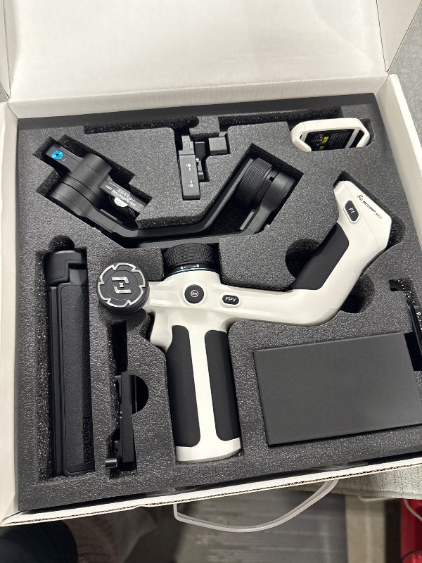 Photo 1 of FeiyuTech SCORP Mini 2 [White] All-in-One 3-Axis Mirorrless Gimbal Camera Stabilizer for Sony A7III Canon R6 Nikon Z30 Fujifilm GoPro11/12 iPhone 16 15 14,Samsung, AI Tracker,Max 2.65lb