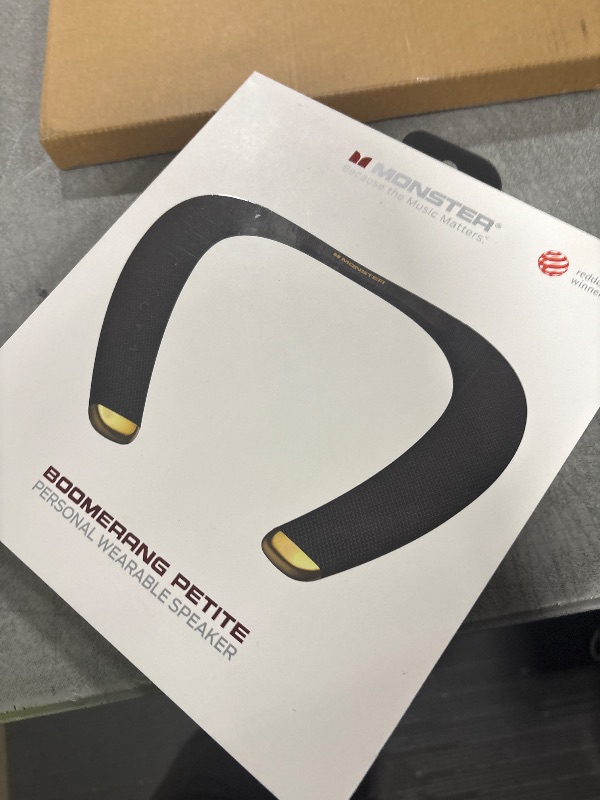 Photo 1 of Monster Boomerang Petite Neckband Bluetooth Speakers, Neck Speaker with 15H Playtime, aptX High Fidelity 3D Stereo Sound, Low Latency, Built-in Mic, IPX5 Waterproof Wearable for Home Outdoor