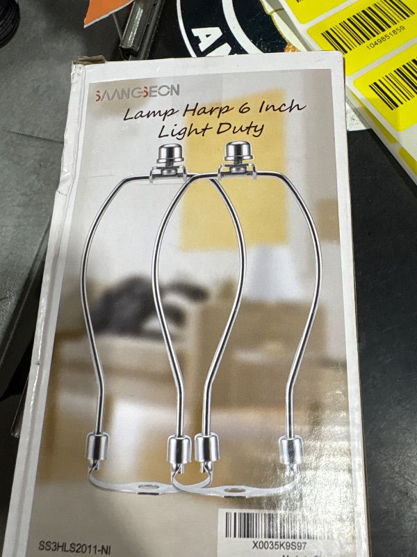 Photo 1 of Saangseon Short Lamp Harp, 6 Inch Nickel Small Lampshade Holder Kit Replacement with Finial and Detachable Saddle Base, Light Duty, Pack 2 Harps for Lamps DIY Lighting Accessories Lampshade Bracket