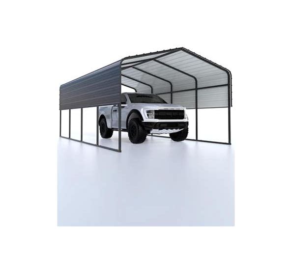 Photo 1 of Metal Carports 12x20 FT with Enhanced Base, Outdoor Garage Car Port Galvanized Canopy Car Shelter Steel Carports
