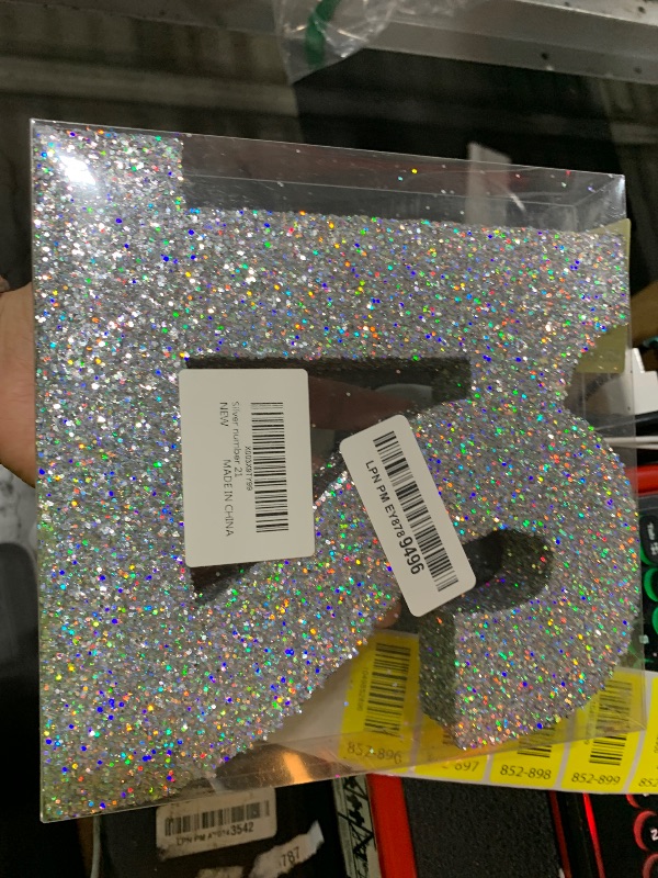 Photo 1 of Eploger 21st Birthday Decorations - Silver Glitter Number 21 Sign & Table Topper Centerpieces