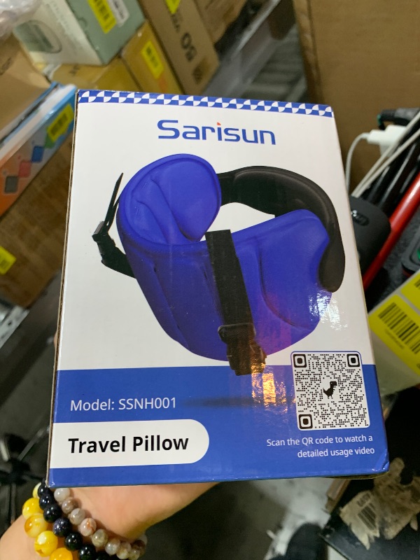 Photo 1 of SARISUN Travel Pillows for Airplanes, Airplane Pillow for Long Flight, Airplane Head Strap with Eye Mask for Sleep, Travel Neck Pillow for Car Road Trip, 360° Support Headrest, Stop Bobblehead, Black