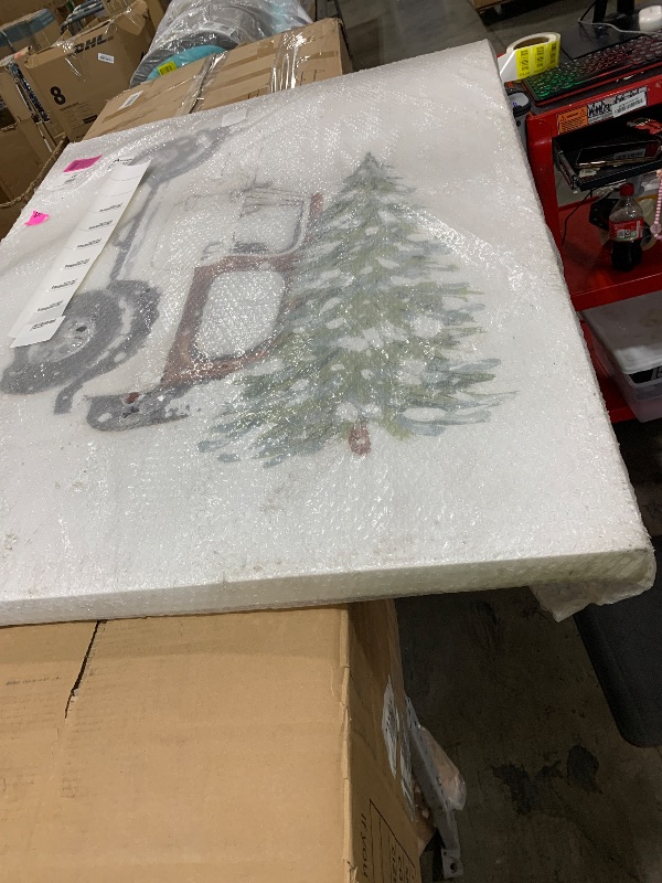 Photo 1 of Stupell Industries Snowy White Truck Carrying Fresh Christmas Tree,Design by Sara Baker
