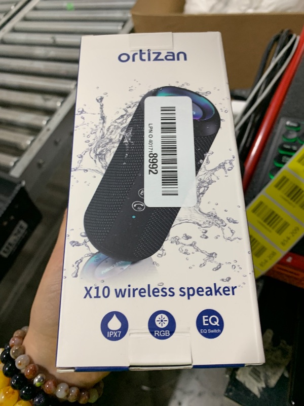 Photo 1 of Ortizan Portable Bluetooth Speaker: IPX7 Waterproof, 24W Loud Sound, Deep Bass, Bluetooth 5.3, LED Lights, Wireless Stereo Pairing, 30H Playtime, for Home/Outdoor/Party/Beach, Birthday Gift (Black)