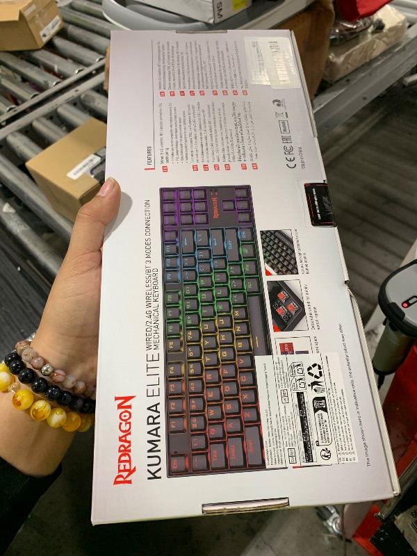 Photo 1 of Redragon Wireless Gaming Keyboard, BT/2.4Ghz Tri-Mode Mechanical Keyboard with Aluminum Pannel, Hot-Swap Red Switch, Programmable 87 Keys TKL, LED Rainbow Backlit - K552-KRS