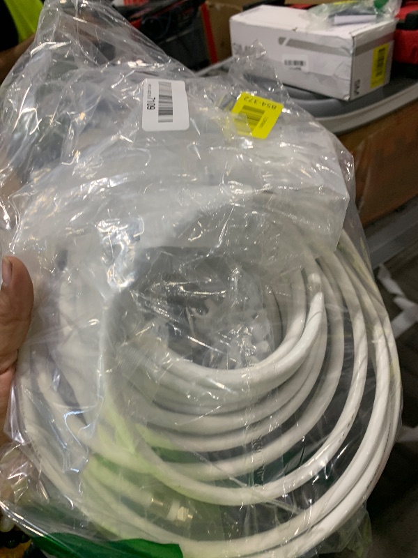 Photo 1 of Elecan 30 Ft RG6 Coaxial Coax Cable Connectors Set, Quad Shielded High-Speed Internet 3 GHZ, Broadband Digital TV Aerial, Soft Satellite Cable Extension Double Rubber O-Ring+ Adapter+Ties+Clips-White