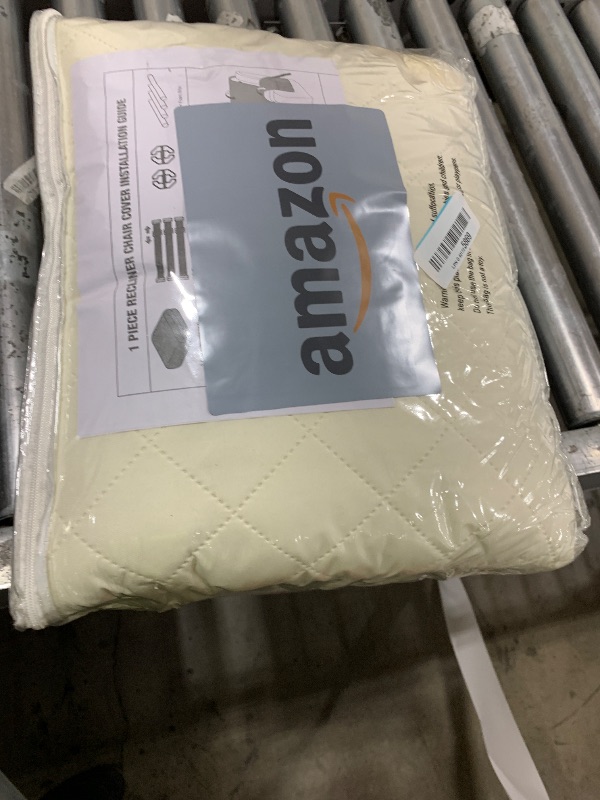 Photo 1 of KinCam 100% Waterproof Recliner Sofa Covers, Non-Slip Reclining Couch Covers for 3 Seat, Recliner Couch Cover Furniture Protector with Elastic Straps for Pets, Kids, Beige White