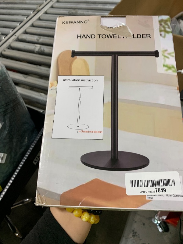 Photo 1 of Hand Towel Holder, Matte Black Bathroom Towel Racks, Countertop Towel Stand, T-Shape Towel Holder for Bathroom Kitchen, Size 11" L x 6.7" W x 16.1" H