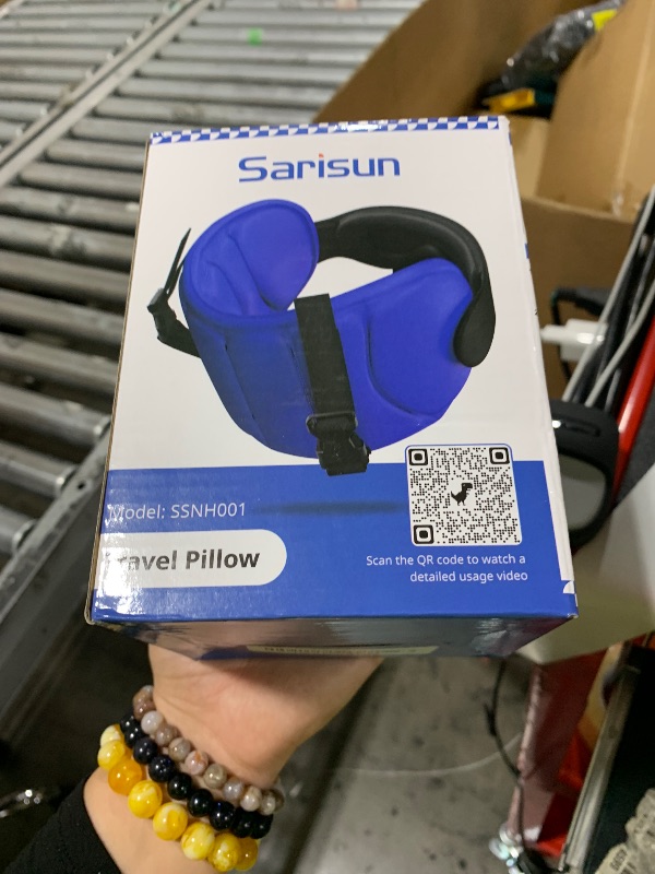 Photo 1 of SARISUN Travel Pillows for Airplanes, Airplane Pillow for Long Flight, Airplane Head Strap with Eye Mask for Sleep, Travel Neck Pillow for Car Road Trip, 360° Support Headrest, Stop Bobblehead, Black