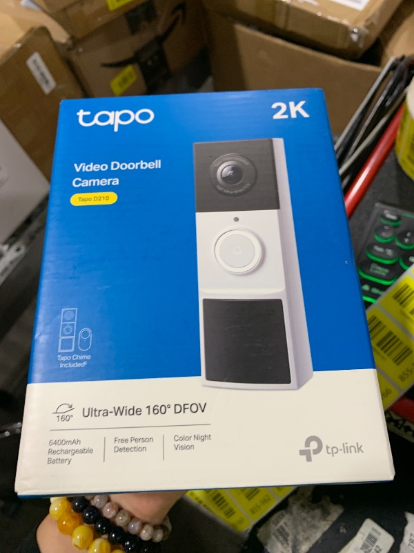 Photo 1 of Tapo by TP-Link Smart Video Doorbell Camera Wireless with Chime, 2K with Full Color Night Vision & Spotlights, No Monthly Fee, Ring Call, 160° Ultra-Wide View, Free AI Detection, Local Storage,D210