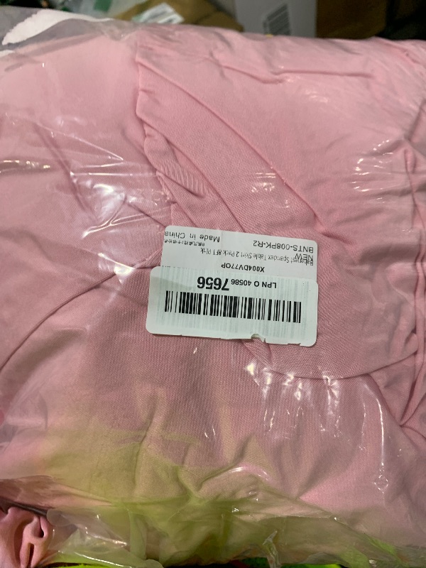 Photo 1 of Babenest 2Pack 8FT Pink Spandex Table Skirt for Rectangle Tables, Wrinkle Resistant RufflesTable Cover for Trade Show, Parties, Birthday, Wedding, Banquets