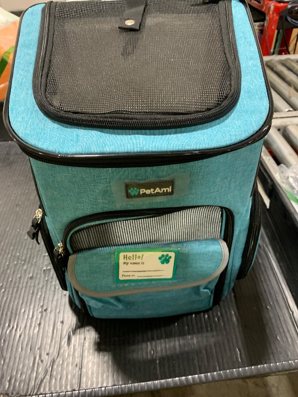 Photo 1 of PetAmi Dog Backpack Carrier, Airline Approved Cat Backpacks for Carrying Small Large Cats, Pet Carrier Back Pack, Ventilated Soft Sided for Travel, Hiking, Camping, Max 18 lbs, Turquoise