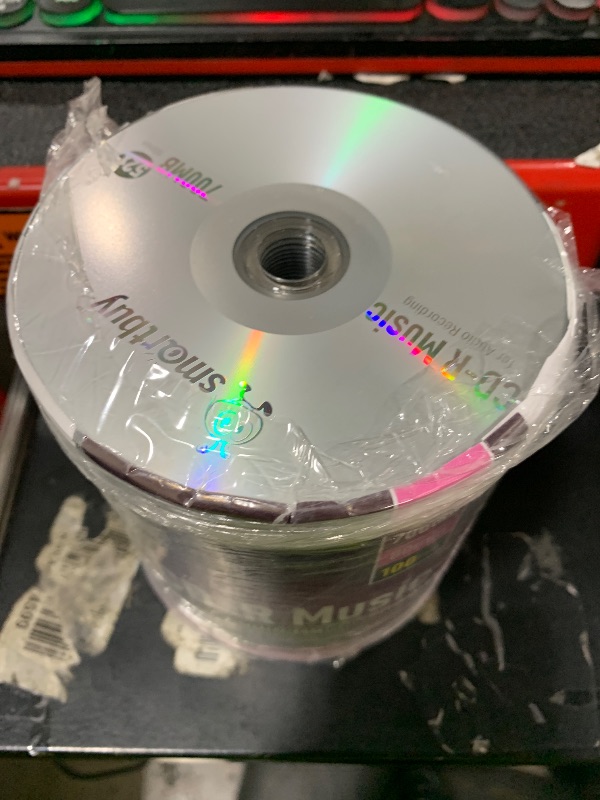 Photo 1 of 100 Pack Smartbuy Digital Audio CD-R Music 52X 700MB/80Min Branded Logo Blank Recordable Disc