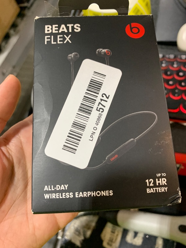 Photo 1 of Beats Flex Wireless Earbuds - Apple W1 Headphone Chip, Magnetic Earphones, Class 1 Bluetooth, 12 Hours of Listening Time, Built-in Microphone - Black