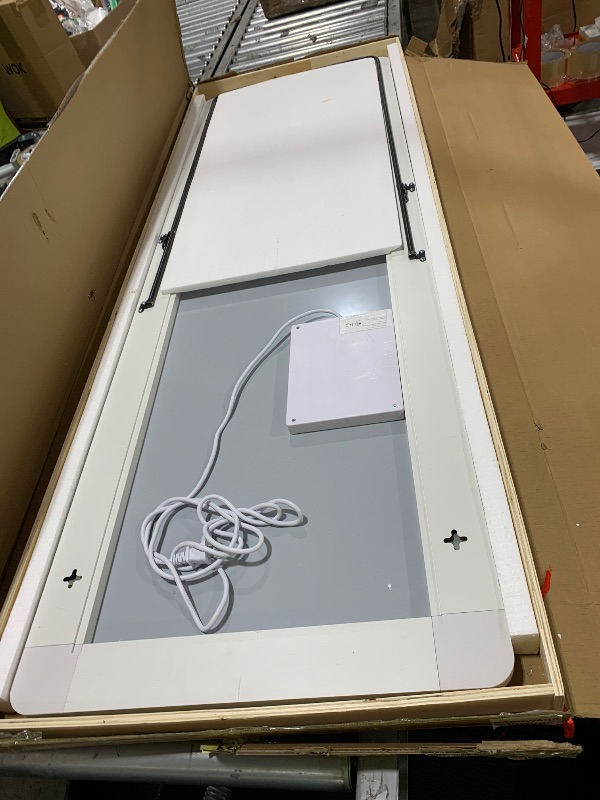 Photo 1 of Sweetcrispy 64"x21" Full Length Standing Mirror with LED Lights, Lighted Floor Mirror with Stand, Aluminum Alloy Thin Frame, White