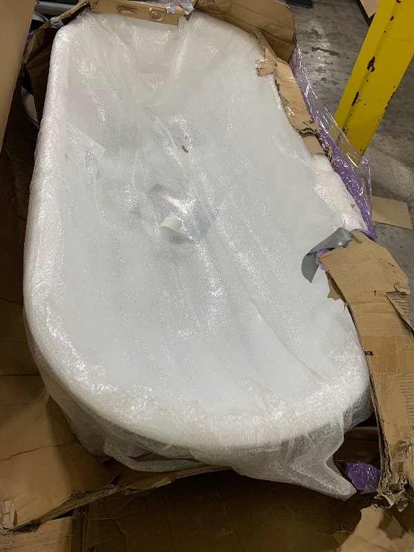 Photo 1 of WOODBRIDGE 71" Acrylic Freestanding Bathtub Contemporary Soaking White Tub with Matte Black Overflow and Drain B1701-MB