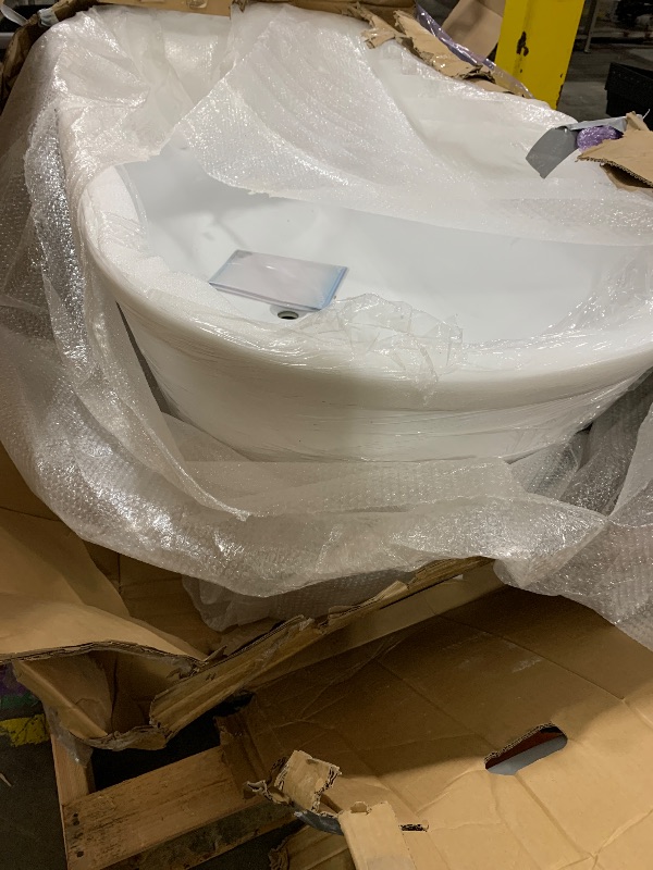Photo 1 of WOODBRIDGE 71" Acrylic Freestanding Bathtub Contemporary Soaking White Tub with Matte Black Overflow and Drain B1701-MB
