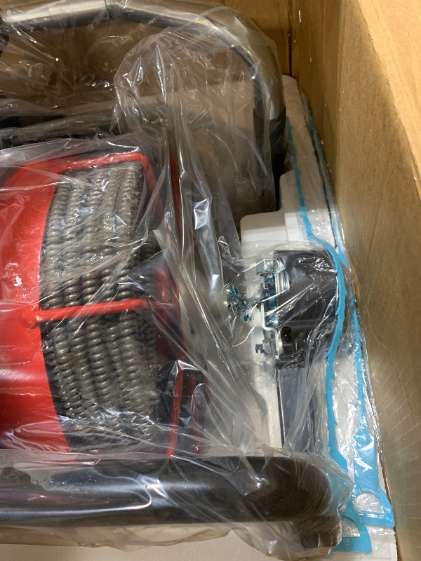 Photo 1 of VEVOR Drain Cleaner Machine 100FT x 1/2 Inch, Auto Feed Sewer Snake Auger on Wheels, 550W Portable Drain Cleaning Machine with 8 Cutters & Air-activated Foot Switch for 2" to 4" Pipes