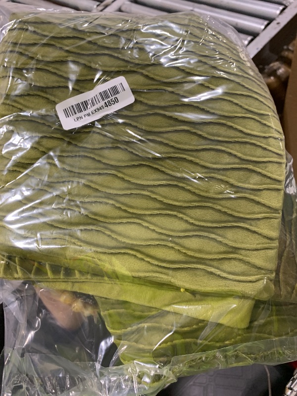 Photo 1 of DEZENE 22x22 Moss Green Throw Pillow Cases: 2 Pack Original Striped Velvet Square Decorative Pillow Covers for Farmhouse Couch