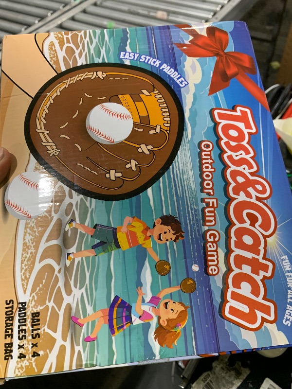 Photo 1 of Wedopro Toss and Catch Ball Game, Kids Toddler Baseball Glove & Catch Ball Toys, Kids Outdoor Games for Family, Toys for Beach Pool Yard Outside, Birthday Gift for Ages 3 4 5 6 7 8-12 (Brown 4 Pcak)
