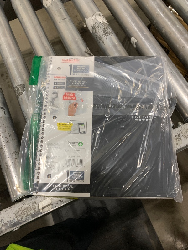 Photo 1 of Five Star Spiral Notebook + Study App, 1 Subject, Graph Ruled Paper, 8-1/2" x 11", 100 Sheets, Fights Ink Bleed, Water Resistant Cover, Black (73679)