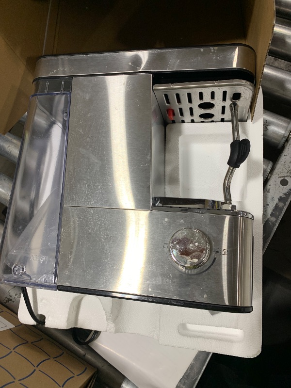 Photo 1 of QJA Espresso Machine with Milk Frother, 20 Bar Compact Coffee Machine with Touch Screen & 57.5oz Removable Water Tank for Home, Stainless Steel Espresso Maker for Cappuccino, Latte, Silver(updated)