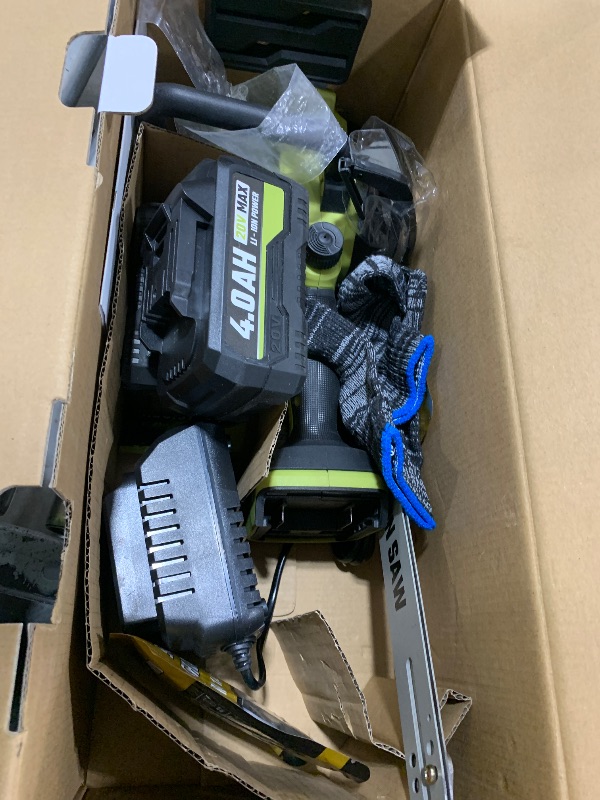 Photo 1 of SEYVUM Brushless 12 Inch Chainsaw Cordless, 20V Battery Chainsaw with 2 x 4.0Ah Batteries, 2 x Chains, Electric Chainsaws with Tool-free Chain Tension, Auto Oiling for Wood Cutting Trimming Branch