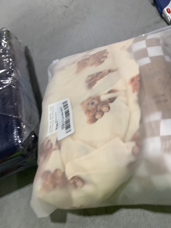 Photo 1 of LifeTree Muslin Swaddle Blankets, Baby Swaddling Wrap Nursery Blanket Unisex, Soft 70% Viscose from Bamboo and 30% Cotton, Large 47 x 47 inches, Bear & Checkered Swaddle Blanket