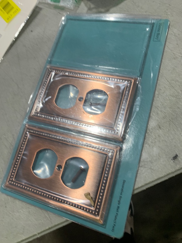 Photo 1 of Henne Bery Sunken Pearls Heavy Duty Decorative Wall Plate Switch Plate Outlet Cover (Single Duplex, 3 Pack, Antique Copper)