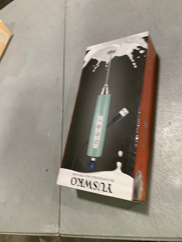 Photo 1 of YUSWKO Granite Green Handheld Milk Frother Wand for Coffee, Rechargeable Electric Whisk with 3 Heads 3 Speeds Drink Mixer Coffee Frother For Latte, Cappuccino, Hot Chocolate, Egg