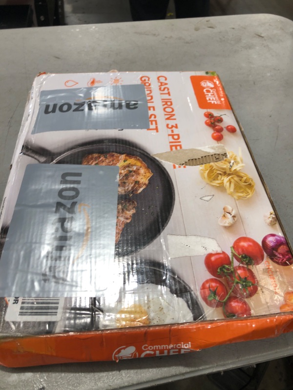 Photo 1 of Commercial Chef Round Cast Iron Griddle Pan 3-Piece Set – 8-inch, 10-inch, and 12-inch - Pre-seasoned Griddle Cast Iron Cookware