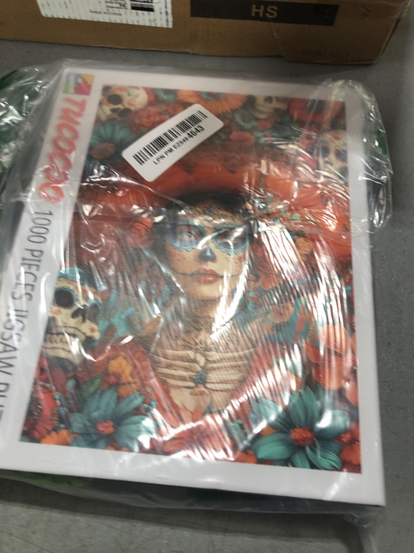 Photo 1 of Beautiful Woman Sugar Skull Makeup 1000 Pieces Jigsaw Puzzle for Adults Students Colorful Flowers Skulls Background 20×27 Inches Day of The Dead Inspired Fun Relaxing Home Decor Gift
