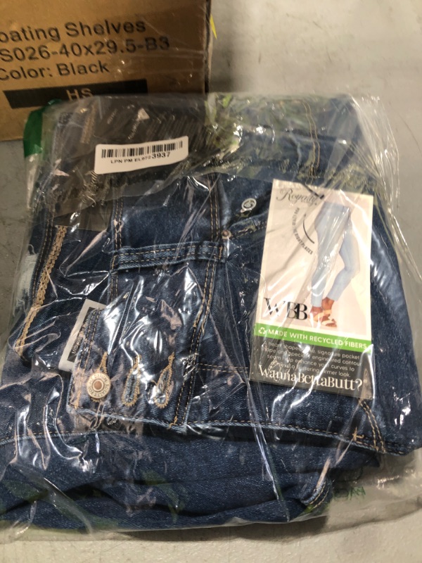 Photo 1 of ROYALTY FOR ME Women's Sustainable Wannabettabutt Skinny Jeans, Medium Blue Rips, 16