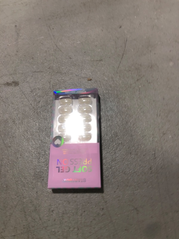 Photo 1 of BTArtbox Press On Nails Short - White Soft Gel Press On Nail, Square Chrome Nail Tips Glue On Nails, Reusable Stick On Nails in 15 Sizes - 30 Soft Gel Fake Nails Kit, Vanilla Glazed