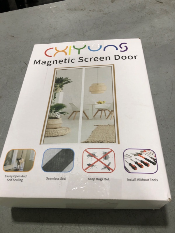 Photo 1 of CHIYUNS White Screen Door Mesh Magnetic Closure Heavy Duty 72 x 82 inch, Self Closing Fiberglass Mosquito Net with Magnet for Doors, Bug Fly Screens Curtain for Doorway, Keep Bugs Out, Pet Friendly