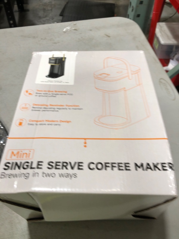 Photo 1 of Tastyle Single Serve One Cup Coffee Maker, for K Cups and Grounds, Mini Coffee Maker with Portable Handle, 6 to 12 Oz Brew Size, for Travel, Camping, Office, RV and Dorm, 120V, Black and Gold