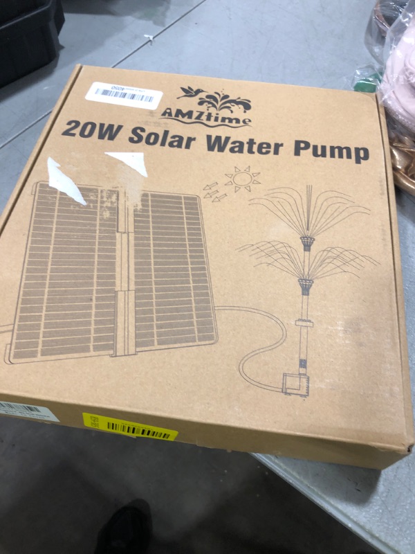 Photo 1 of AMZtime 20W Solar Fountain Pump Built-in 2500mAh Battery with 12 LED Lights, DIY Solar Water Fountain 2025, Solar Powered Pond Pump, Long Cord Length for Pool, Pond, Garden, Fish Pond, Small Waterfall