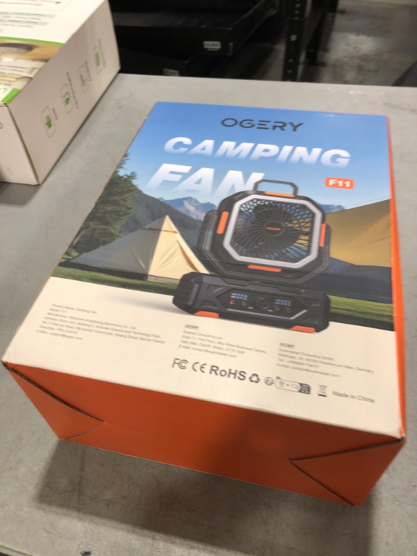 Photo 1 of OGERY 2025 Upgraded Camping Fan, Portable Rechargeable Fan with 20000mAh Battery Powered, Stronger Wind, Stepless Speed Regulation, Fast Charging for Tent, Travel, Car, Outdoor Camping Essentials